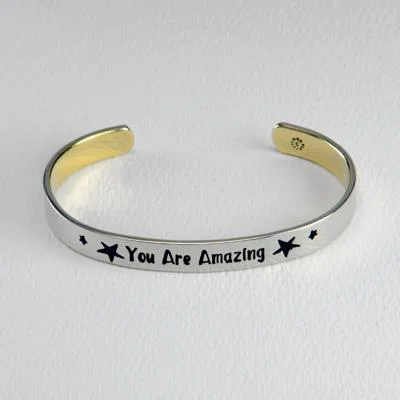 Colorful bangle bracelets with enamel details for a playful and youthful style-You Are Amazing Mixed Metals Cuff Bracelet