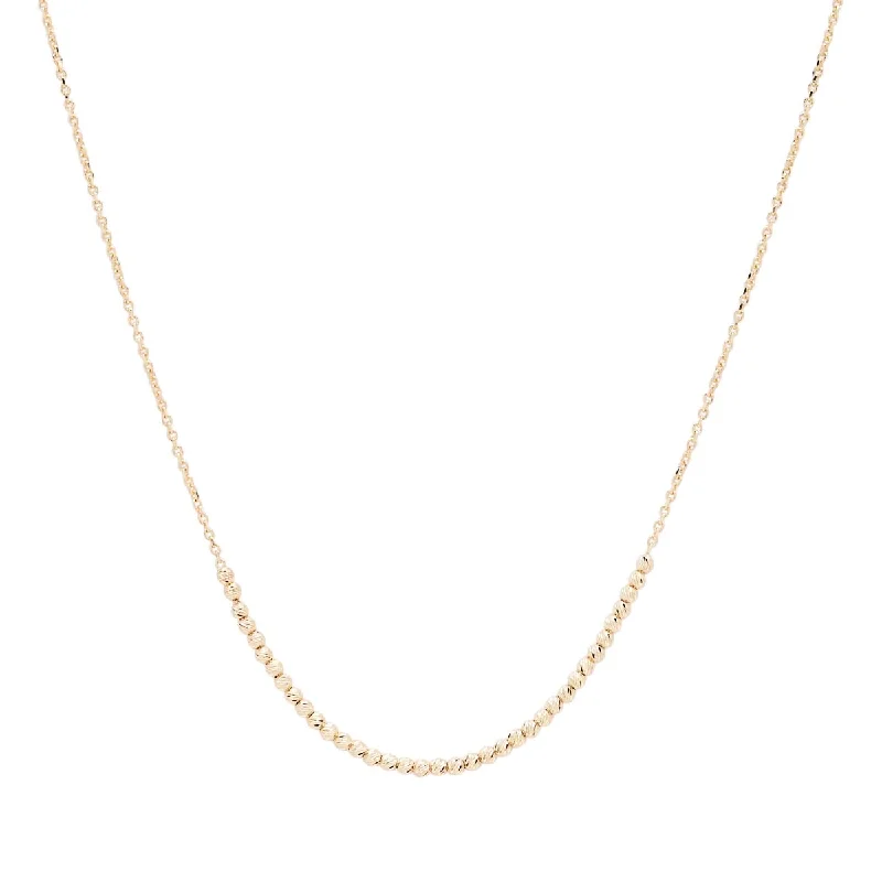 Necklaces and pendants with enamel accents for a colorful, eye-catching appearance-Diamond Cut Bead Necklace in 14kt Yellow Gold