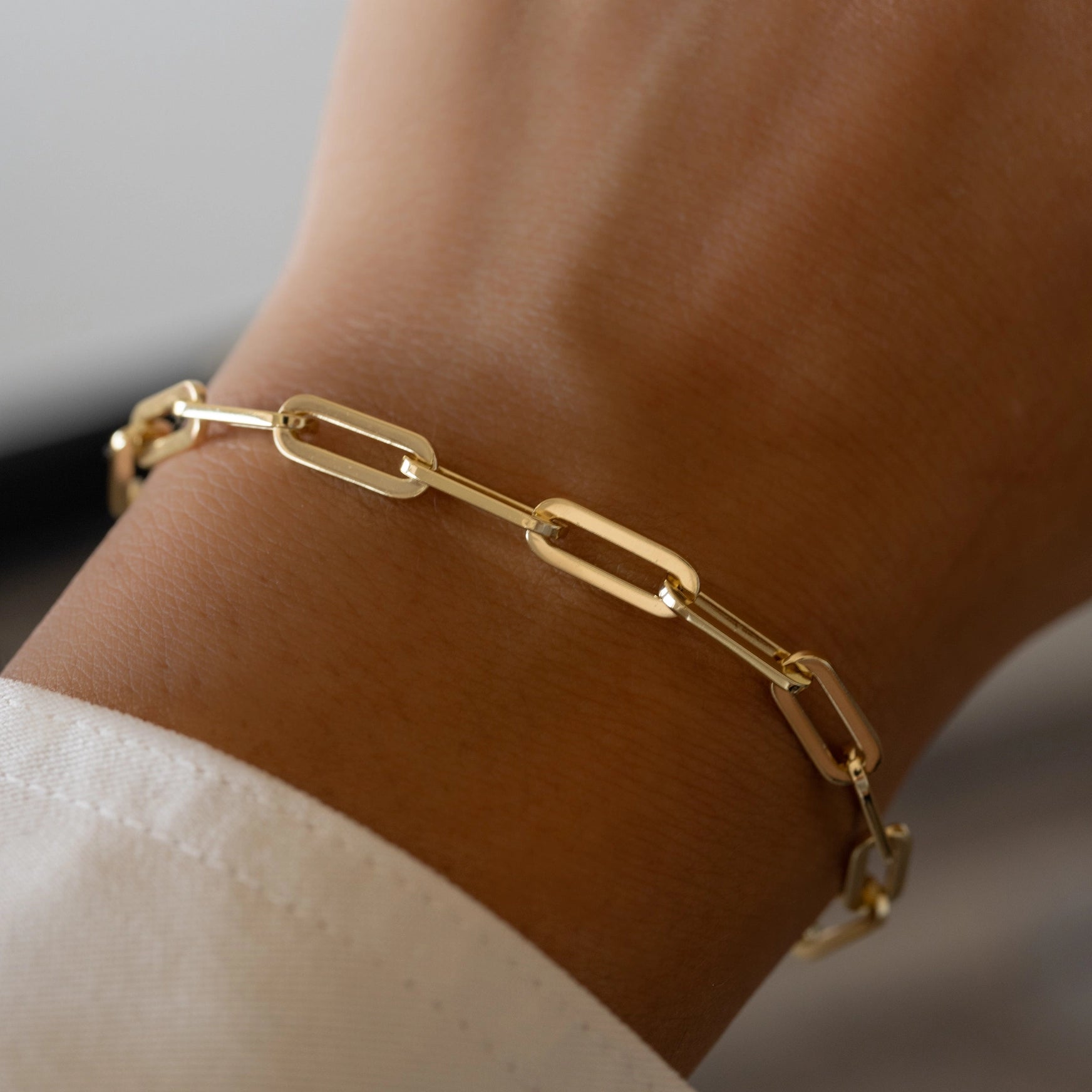 Wide bangle bracelets with boho-inspired patterns for a free-spirited design-Gold Paperclip Bracelet