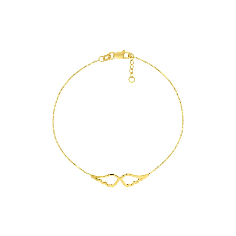 Best bangle bracelets with infinity symbols for a design full of meaning and charm-Angel Wings Cutout Adjustable Bracelet