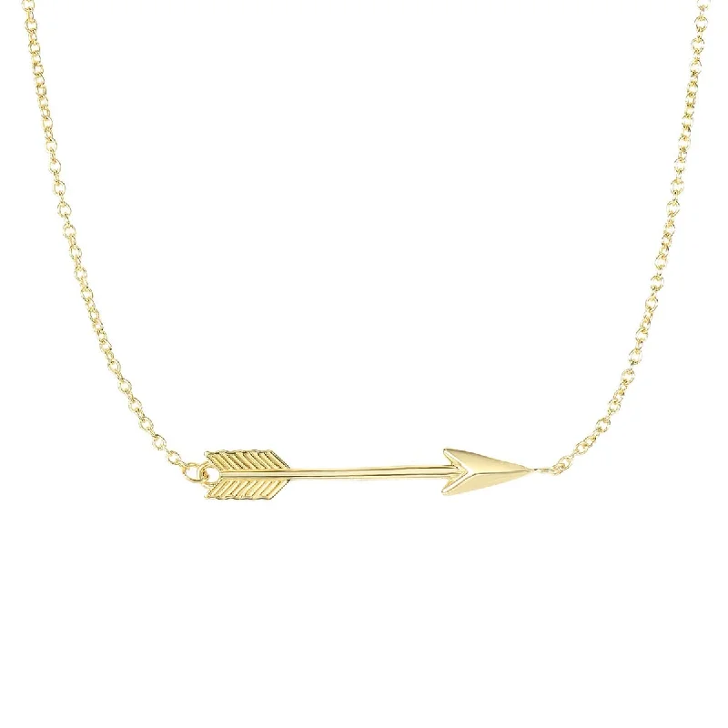 Best necklaces and pendants with butterfly wings for a delicate, graceful style-Arrow Sideways Necklace in 14kt Yellow Gold