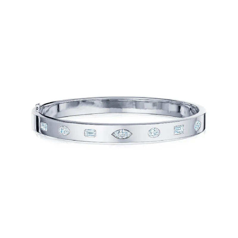 Best bangle bracelets with engraved birthstones for a personalized, meaningful gift-Bangle with Mixed Shape Diamonds