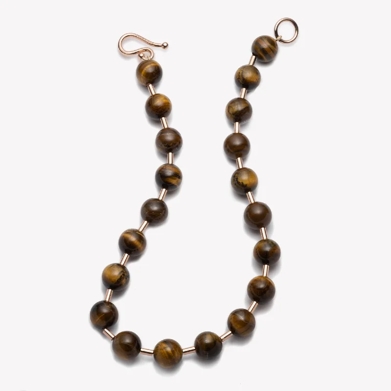 Beautiful necklaces and pendants with tree branch motifs for a nature-inspired design-BEADED BALL CHAIN NECKLACE - TIGER EYE