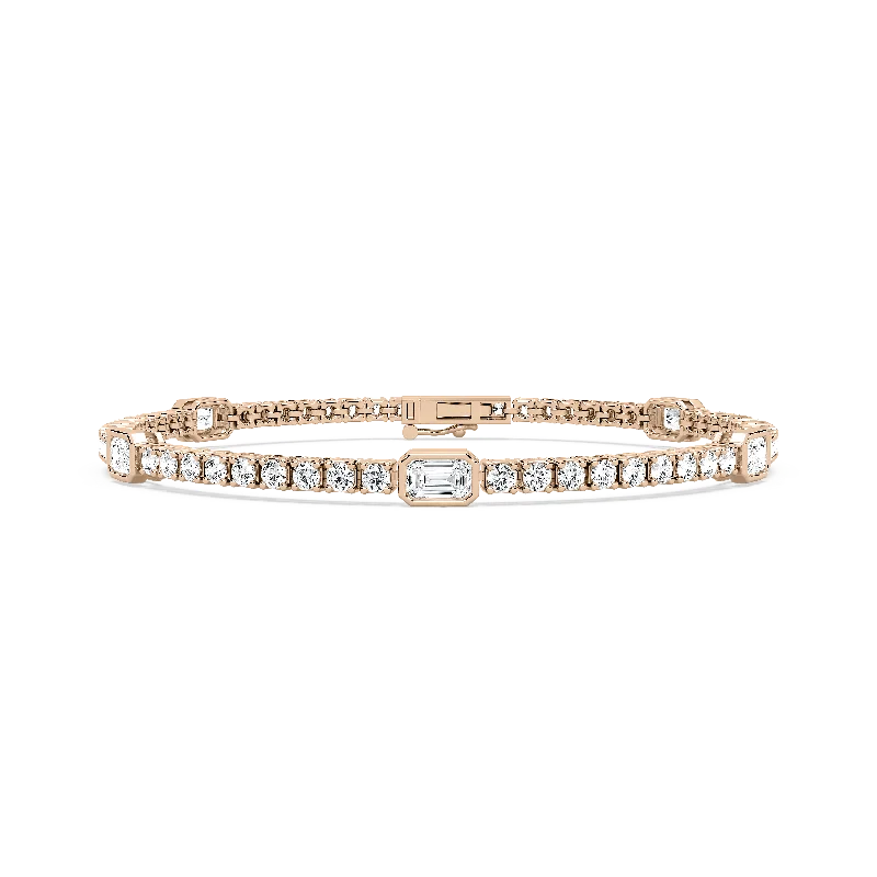 Traditional gold bangle bracelets with a smooth finish for a classic look-Bezel Station Tennis Bracelet