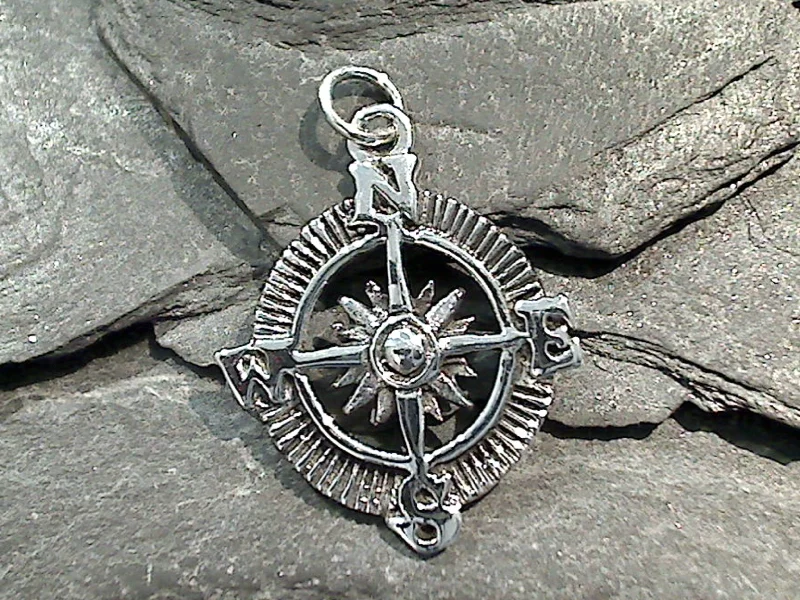 Necklaces and pendants with ocean-inspired designs for a refreshing, beachy feel-Sterling Silver Compass Pendant