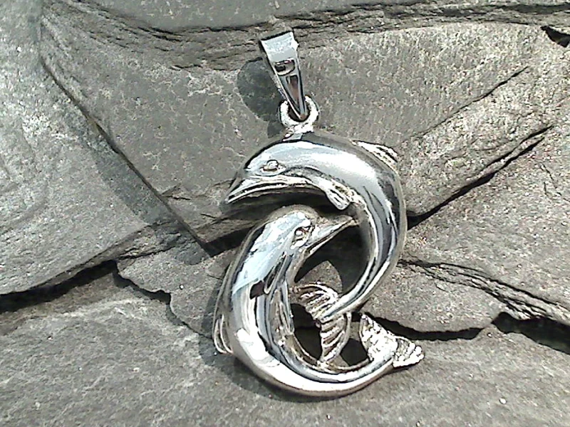 Necklaces and pendants with love knot designs for a romantic, meaningful symbol-Sterling Silver Double Dolphin Pendant