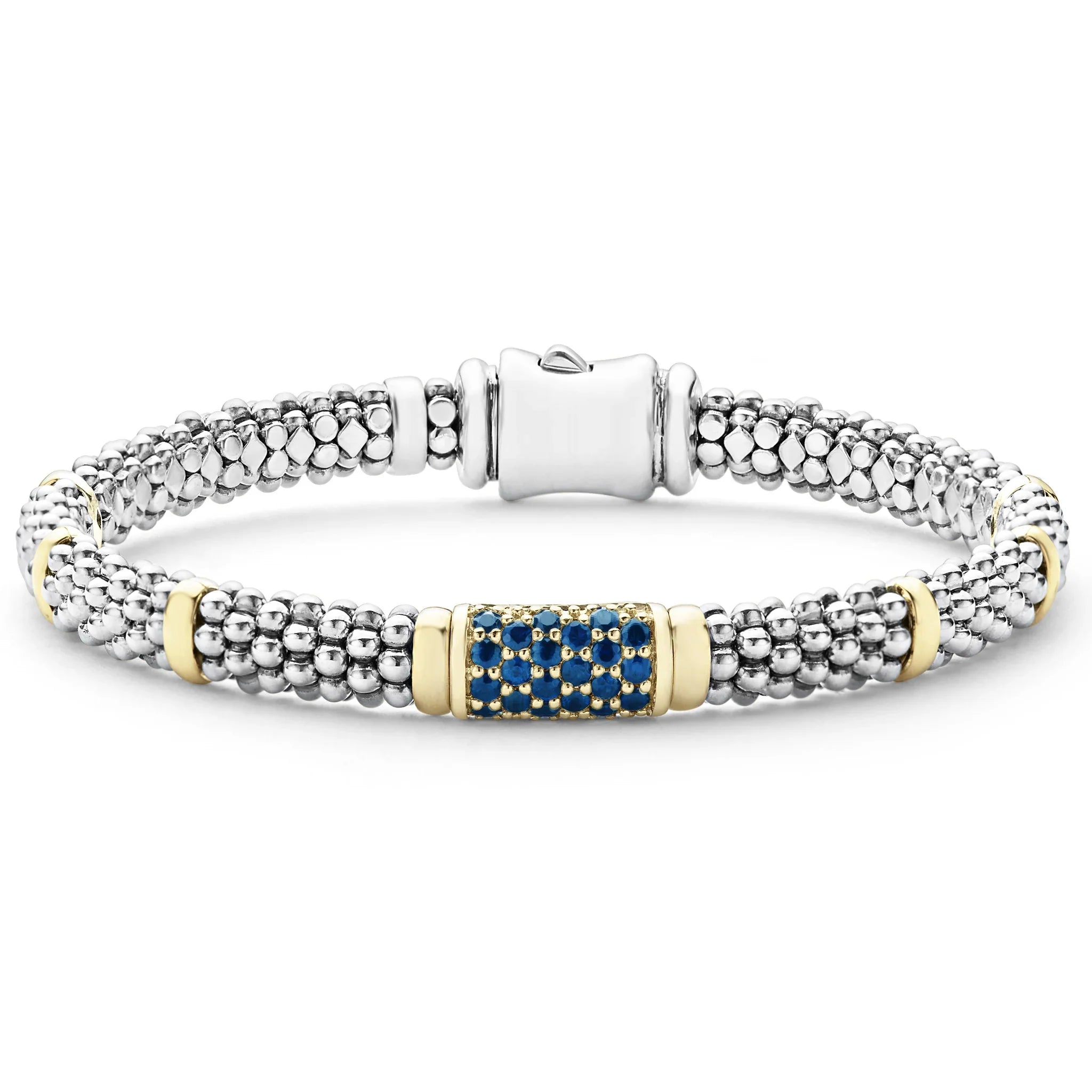 Classic bangle bracelets with pearl embellishments for a feminine and classic touch-Blue Sapphire Caviar Bracelet | 6mm