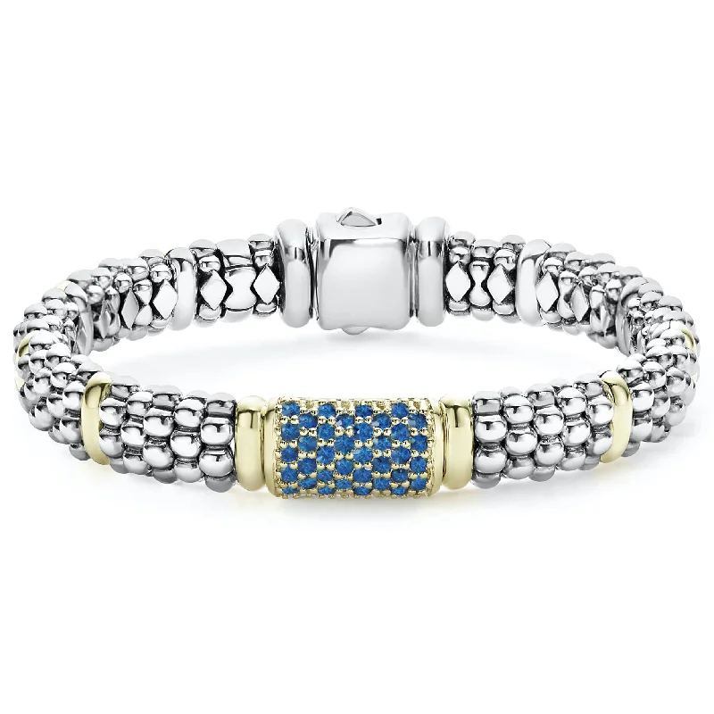 Best bangle bracelets with stacked designs for a trendy and fashionable look-Blue Sapphire Caviar Bracelet | 9mm