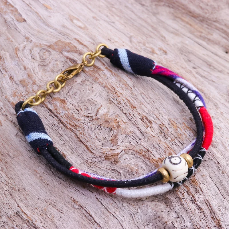 Best bangle bracelets with minimalist geometric designs for a contemporary, edgy look-Boho Flame Colorful Cotton Beaded Strand Bracelet from Thailand