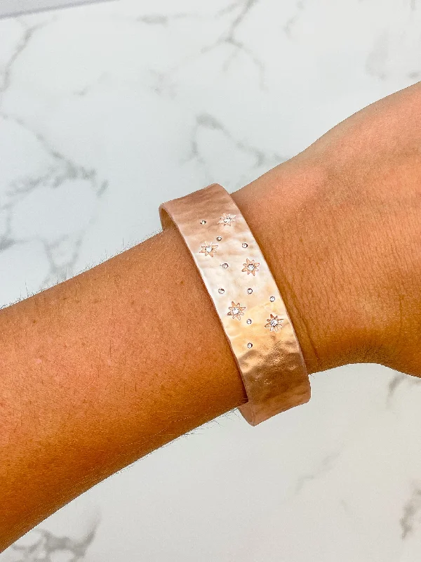 Best bangle bracelets with rustic copper for a unique, earthy style-Celestial Metal Cuff Bracelet - Rose Gold