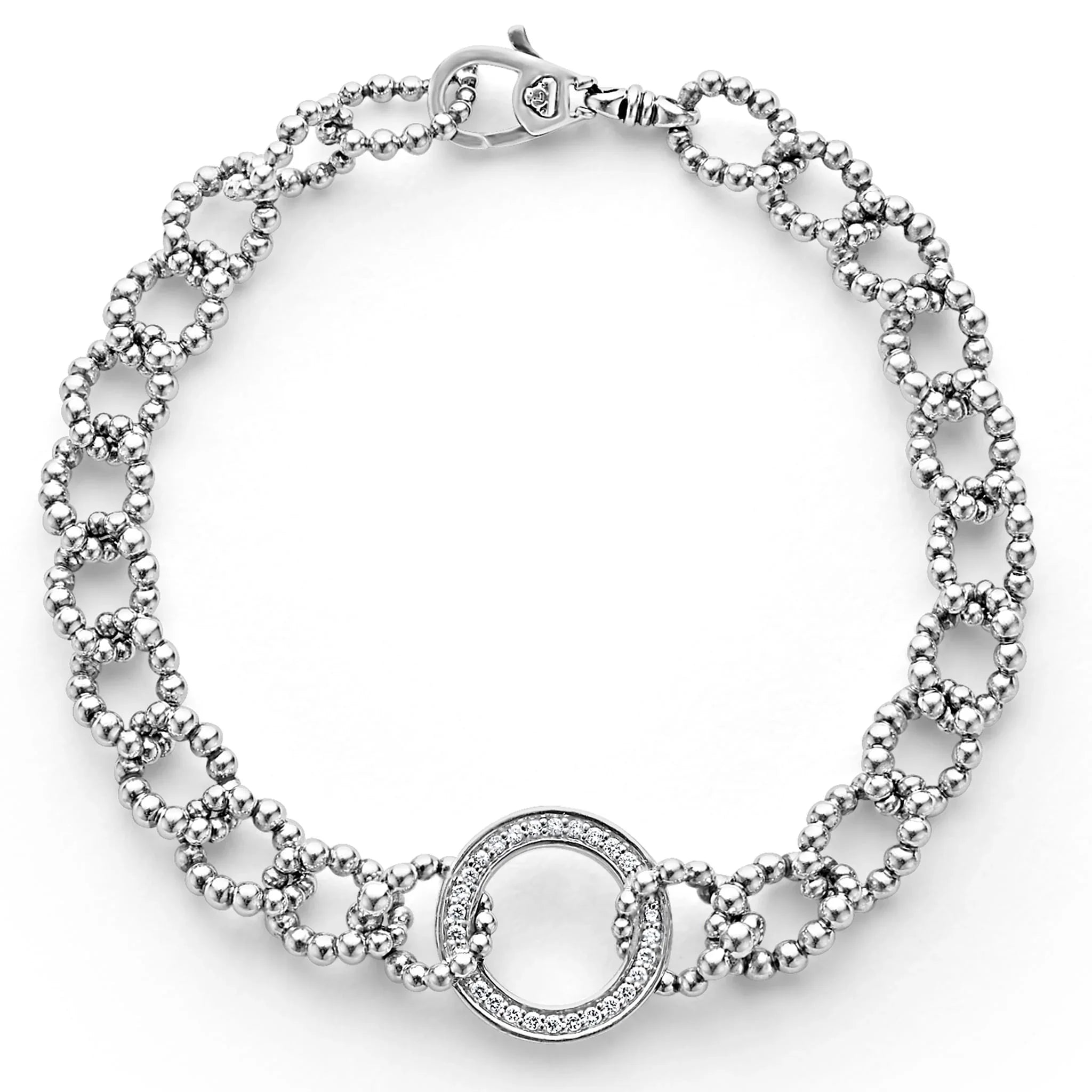 Simple bangle bracelets with open designs for a trendy and minimalist style-Circle Diamond Link Bracelet