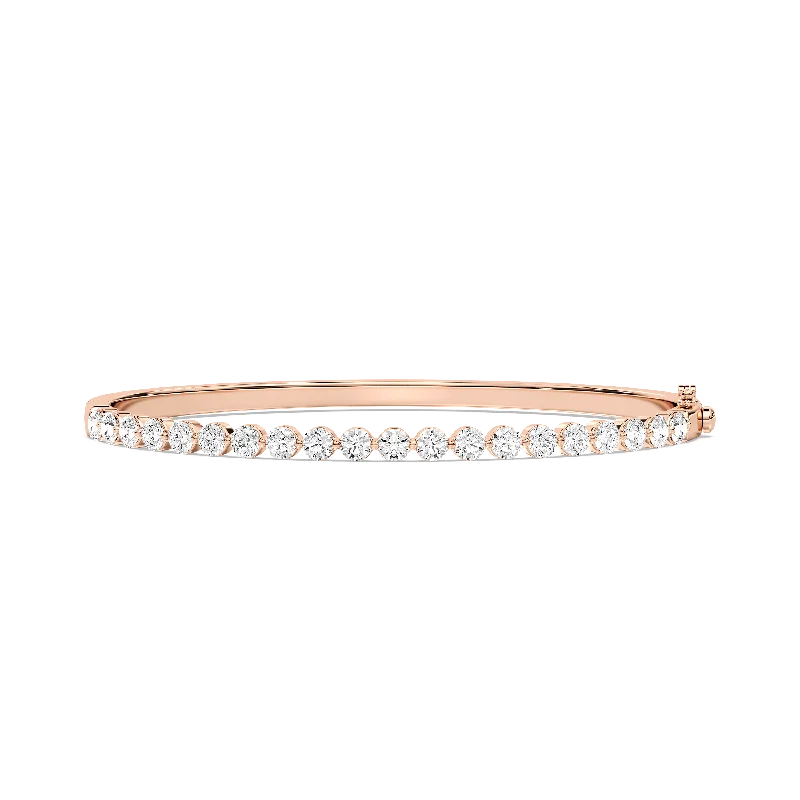 Wide bangle bracelets with bright gemstone accents for a bold, vibrant style-Classic Shared Prong Lab-Grown Diamond Bangle