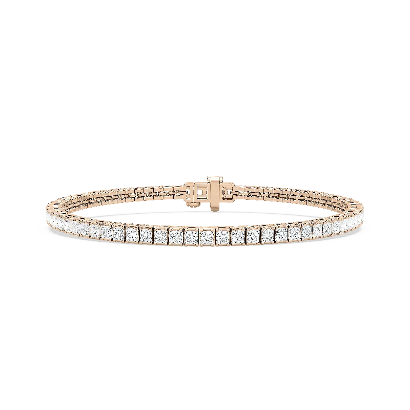 Unique bangle bracelets with colorful enamel designs for a vibrant and playful look-Classic Princess Cut Tennis Bracelet