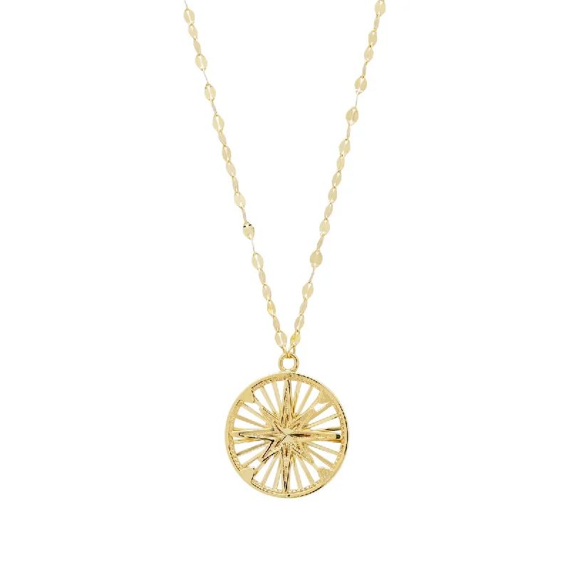 Best necklaces and pendants with oval pendants for a classic, elegant shape-Compass Star Necklace in 14kt Yellow Gold