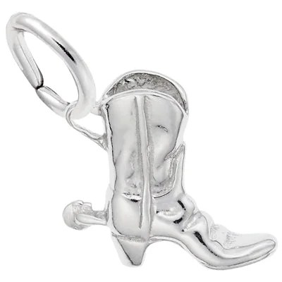 Best necklaces and pendants with black diamonds for an edgy, bold statement-Cowboy Boot Charm in Sterling Silver