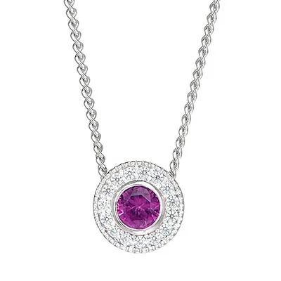 Beautiful necklaces and pendants with geometric shapes for a modern, artistic design-Cubic Zirconia February Necklace in Sterling Silver