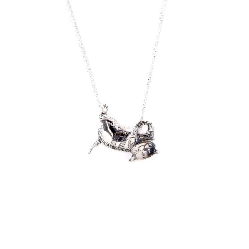 Simple necklaces and pendants with bar pendants for a sleek modern design-Dangling Cat Necklace