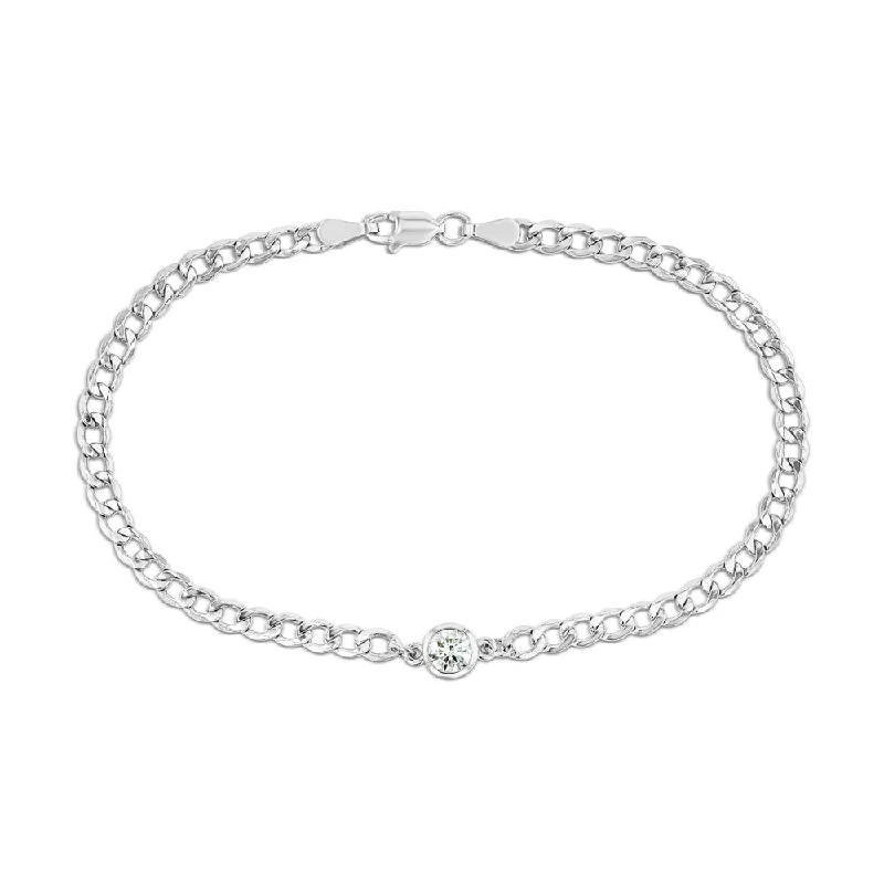 Best bangle bracelets with Swarovski crystals for a touch of sparkle and elegance-Diamond Bezel Curb Chain Bracelet