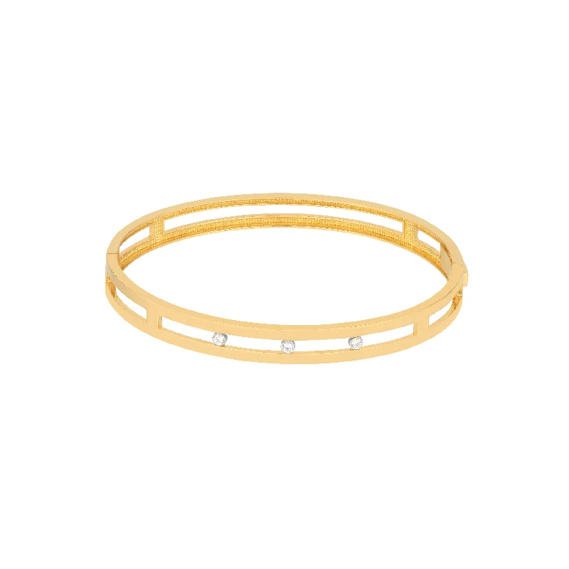 Art deco bangle bracelets with bold lines and shapes for a vintage-inspired flair-Diamond Bezel Open Bangle