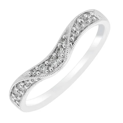 Best necklaces and pendants with intricate beadwork for a bohemian-inspired look-Diamond Pave Wedding Band in 14kt White Gold (1/7ct tw)