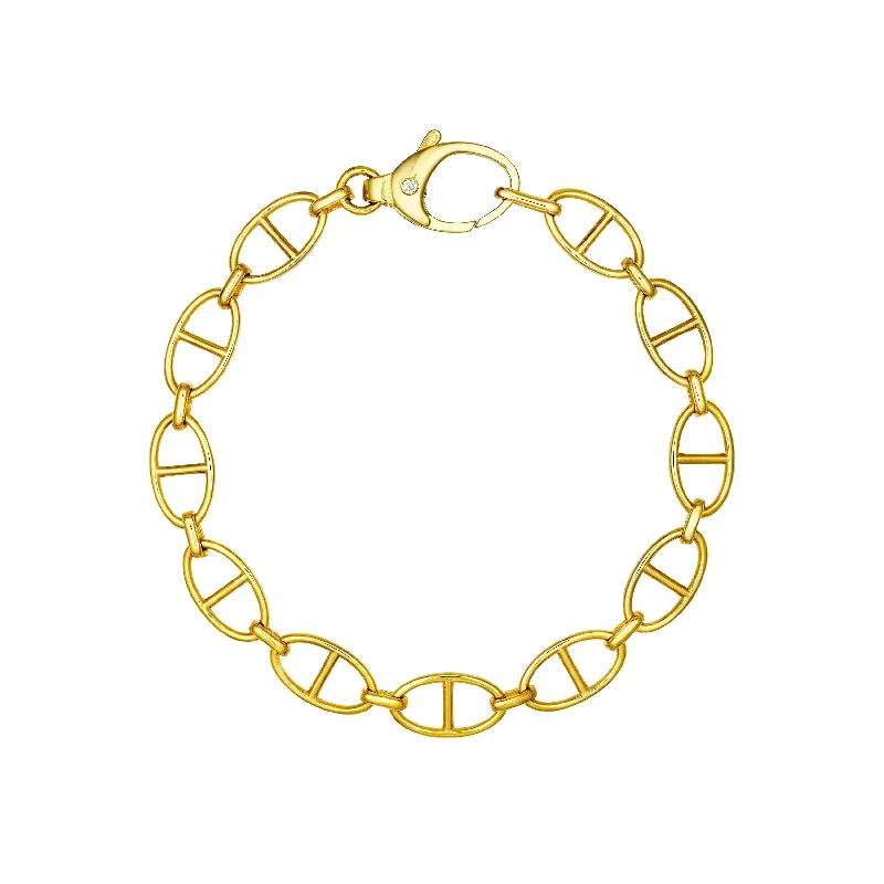 Best bangle bracelets with gold-filled material for an affordable luxury option-Diamond Pear Lock Oval Link Bracelet