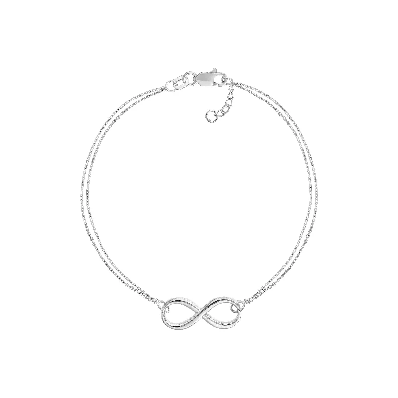 Best bangle bracelets for stacking with delicate and thin designs for layering-Double Strand Infinity Adjustable Bracelet