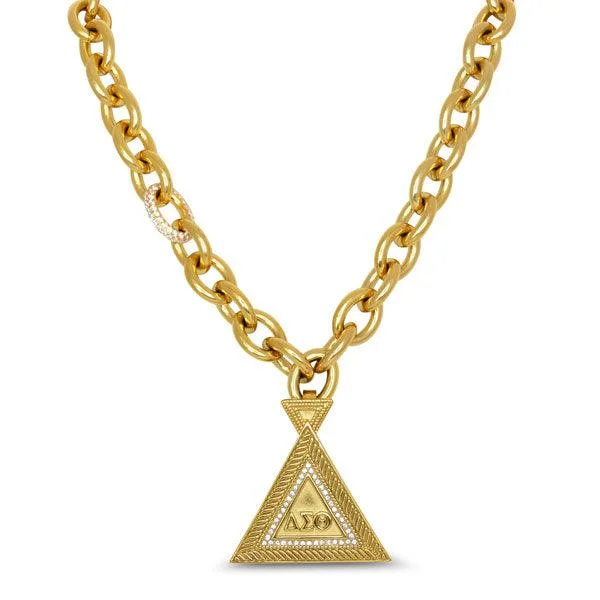 Best necklaces and pendants with art deco elements for a vintage, glamorous design-Delta Sigma Theta Link Necklace w/ Pyramid Pendant (Stainless Steel)