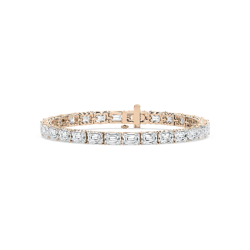 Best bangle bracelets with engraved initials for a personalized and meaningful gift-East West Emerald Tennis Bracelet