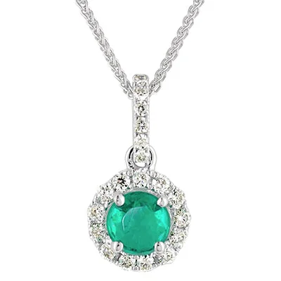 Best necklaces and pendants with cross pendants for a spiritual, meaningful symbol-Emerald Halo Necklace in 14kt White Gold with Diamonds (1/17ct tw)