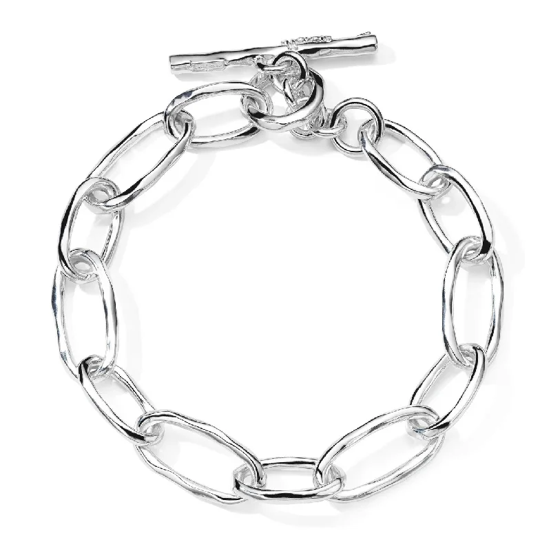 Best silver bangle bracelets with intricate detailing for a timeless and sophisticated style-Faceted Oval Link Bracelet