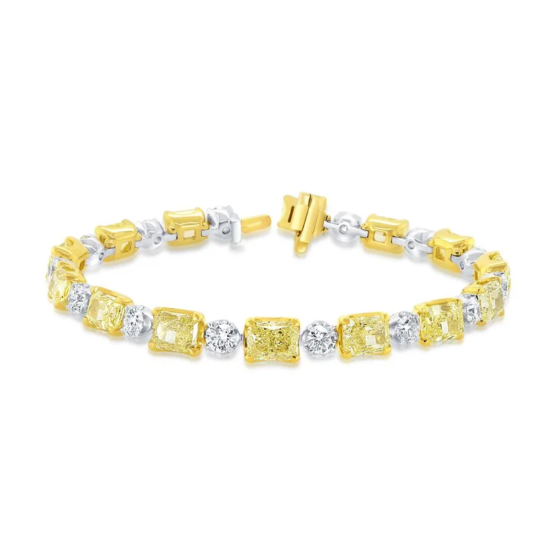 Classic bangle bracelets with clean lines for an elegant and versatile accessory-Fancy Yellow Radiant Diamond Link Bracelet