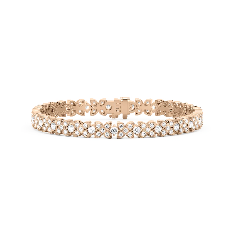 Best bangle bracelets with natural wood for a unique and earthy aesthetic-Floral Tennis Bracelet