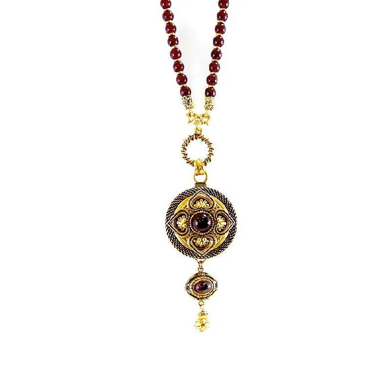 Personalized necklaces and pendants with initials for a customized and meaningful gift-Garnet Rounds Drop Necklace