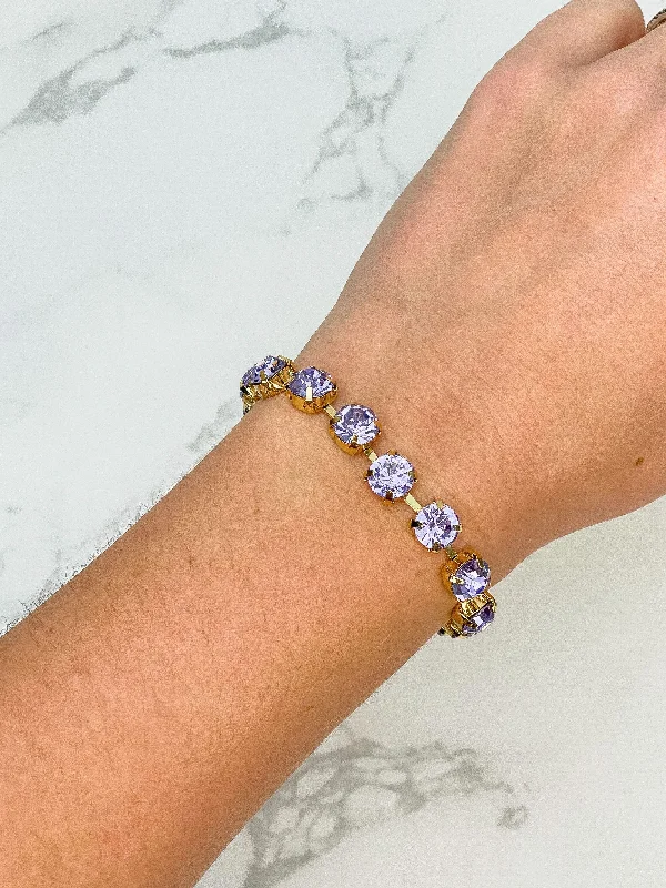 Best bangle bracelets with thin, delicate chains for an understated, sophisticated look-Gemstone Toggle Bracelet - Lavender