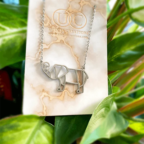 Stunning necklaces and pendants with ruby gemstones for a luxurious red hue-Geometric Elephant Necklace (FINAL SALE)