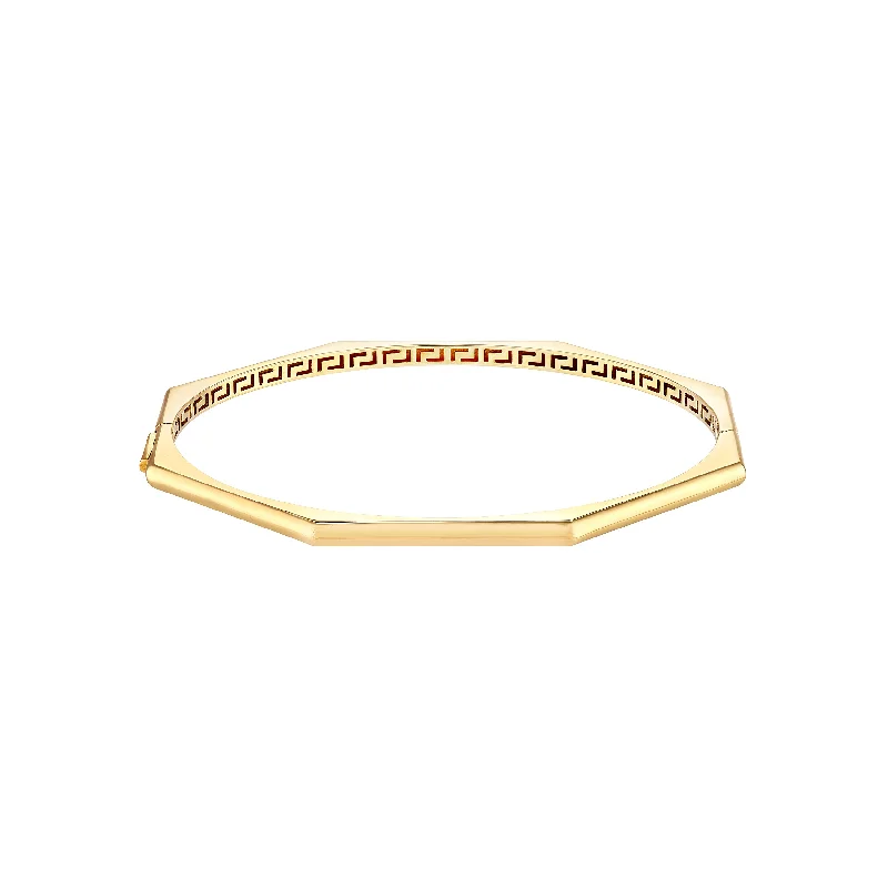 Simple gold bangle bracelets with smooth finishes for a classic and elegant style-Geometric Octagon Bangle Bracelet