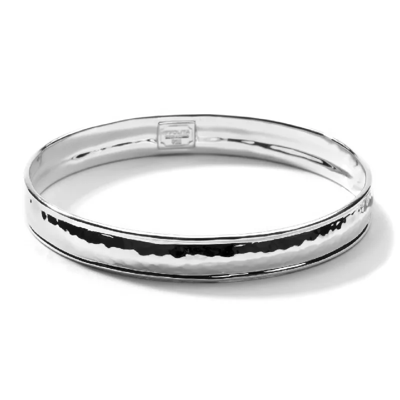 Elegant bangle bracelets with diamond-shaped stones for a sophisticated look-Goddess Flat Bangle in Sterling Silver