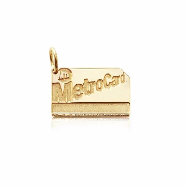 Unique necklaces and pendants with gemstones for a colorful and vibrant statement-Gold MetroCard Charm