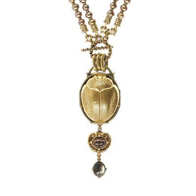 Best necklaces and pendants with opal and gold for a vibrant, luxurious contrast-Gold Scarab Necklace