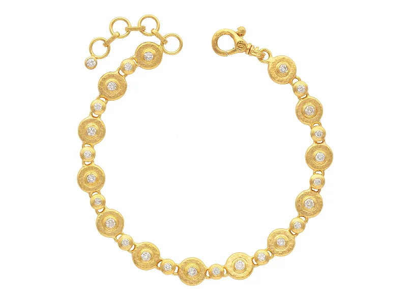 Simple bangle bracelets with open designs for a trendy and minimalist style-Gold Single-Strand Bracelet With Diamonds