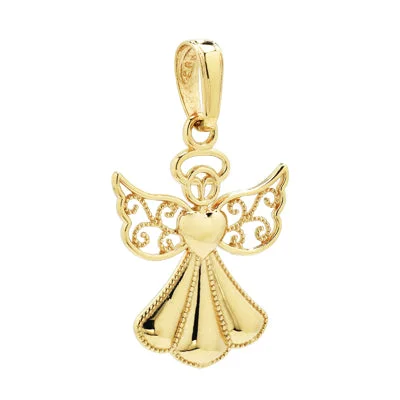 Necklaces and pendants with engraved messages for a deeply personal, sentimental gift-Guardian Angel Charm in 14kt Yellow Gold