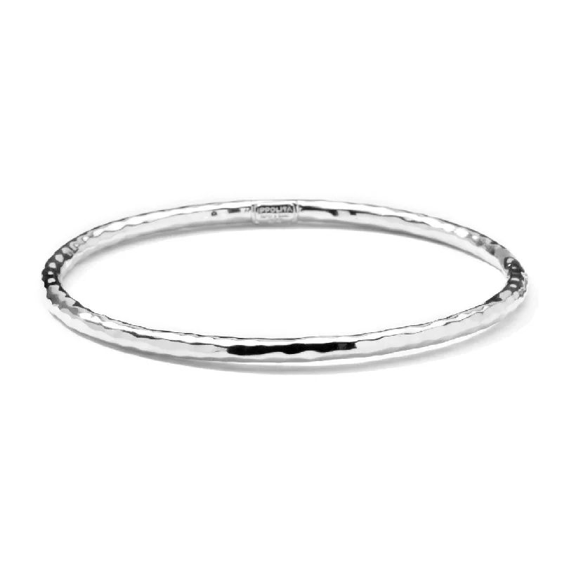 Simple bangle bracelets with smooth matte finishes for a subtle and modern style-Hammered Bangle in Sterling Silver