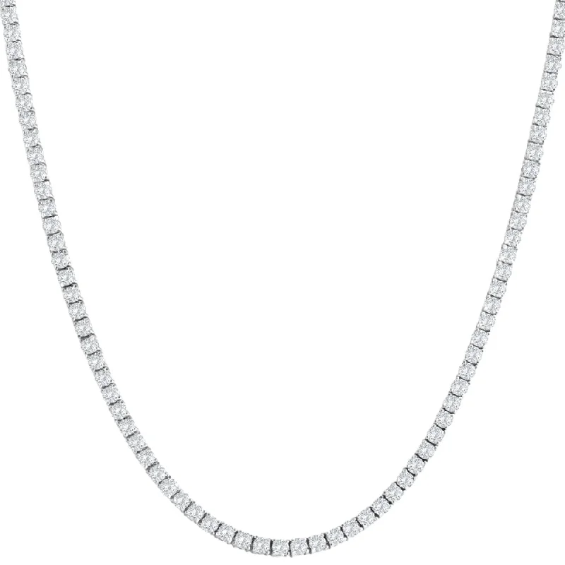 Unique necklaces and pendants with custom birthstone arrangements for personalization-Huge 28 Ct Men's Natural Diamond Tennis Necklace 14K White Gold 22"