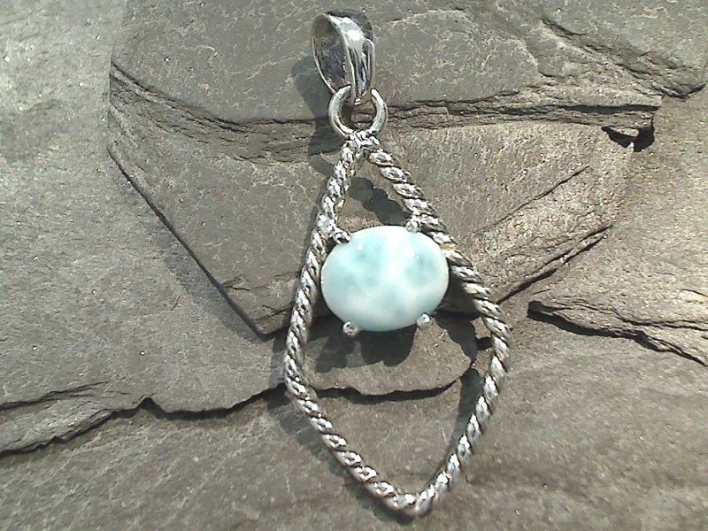 Best necklaces and pendants with glowing moonstone for an ethereal glow-Larimar, Sterling Silver Pendant