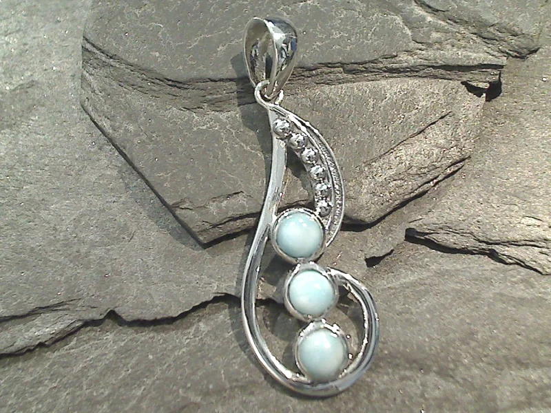 Necklaces and pendants with sun and moon motifs for a celestial-inspired design-Larimar, Sterling Silver Pendant