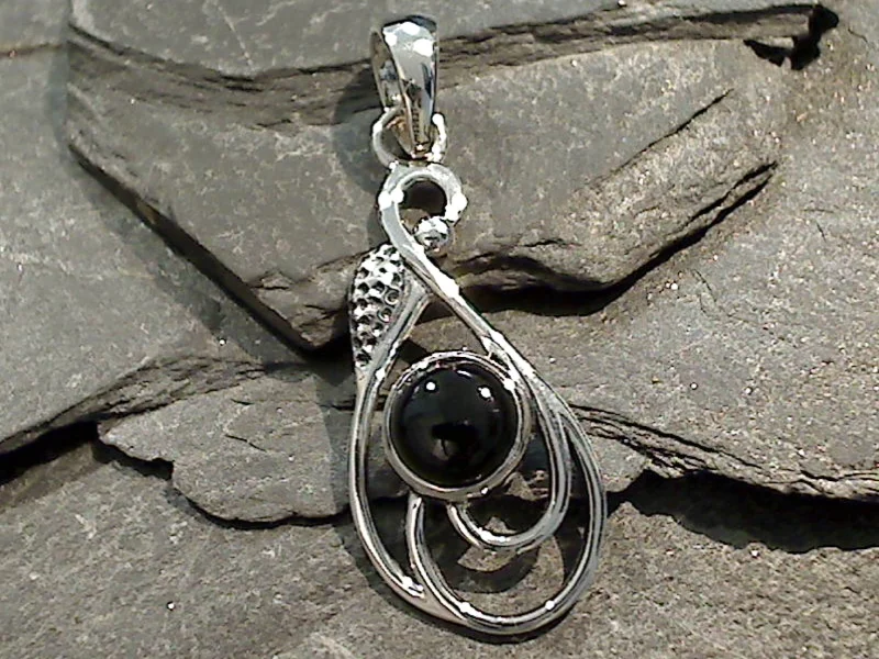 Unique necklaces and pendants with vintage-inspired designs for timeless appeal-Onyx, Sterling Silver Pendant