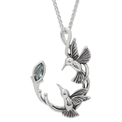 Necklaces and pendants with abstract shapes for a modern, creative appearance-Keith Jack Hummingbird Blue Topaz Necklace in Sterling Silver