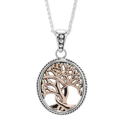 Necklaces and pendants with infinity love symbols for an eternal, romantic gesture-Keith Jack Tree of Life Necklace in Sterling Silver and 10kt Rose Gold