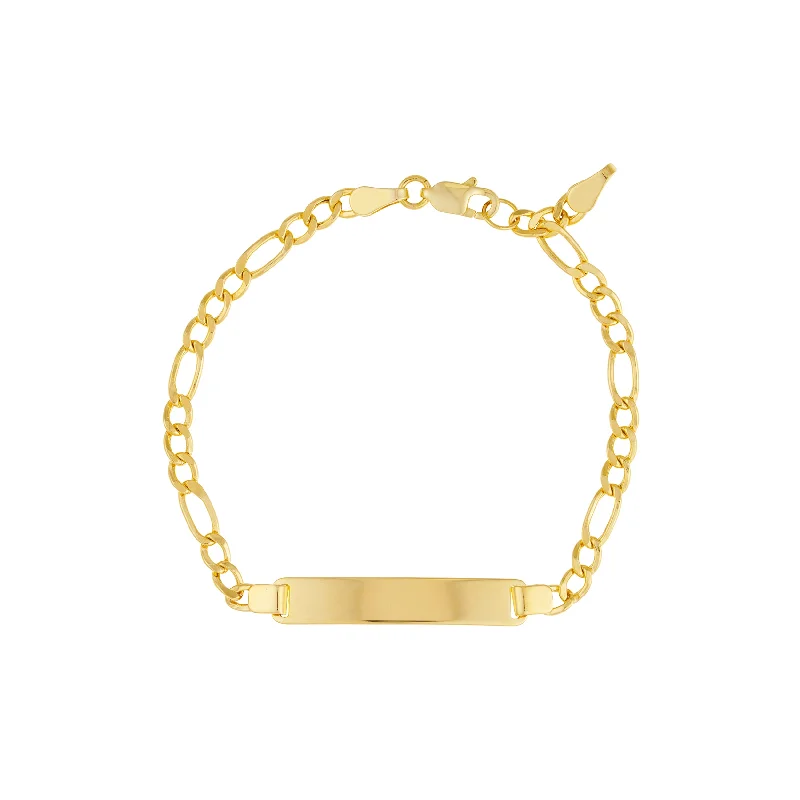 Simple bangle bracelets with open designs for a trendy and minimalist style-Kids Initial ID Bracelet on Figaro Chain