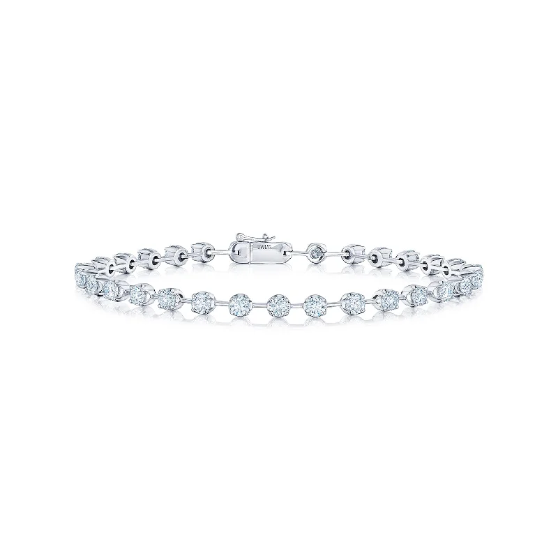 Elegant bangle bracelets with diamond-cut designs for added sparkle and elegance-Line Bracelet with Diamonds